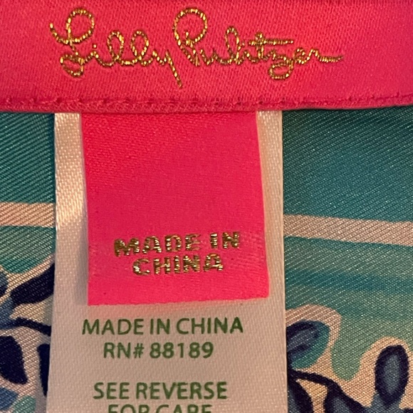 Lilly Pulitzer Pink and Teal Scarf - Picture 2 of 2